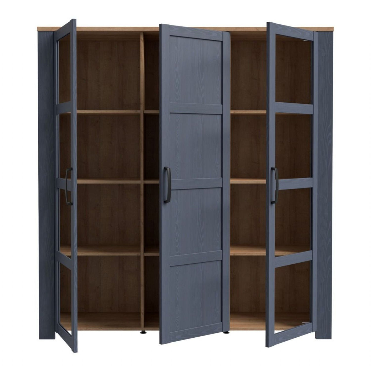 Bohol Large Display Cabinet inc. 4x LED Lights in Riviera Oak Navy