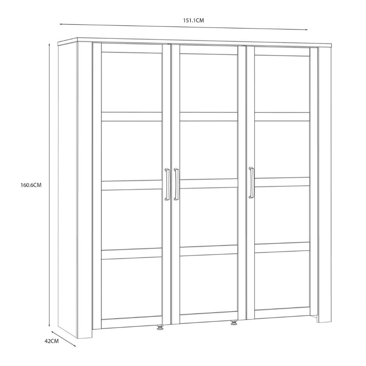 Bohol Large Display Cabinet inc. 4x LED Lights in Riviera Oak Navy