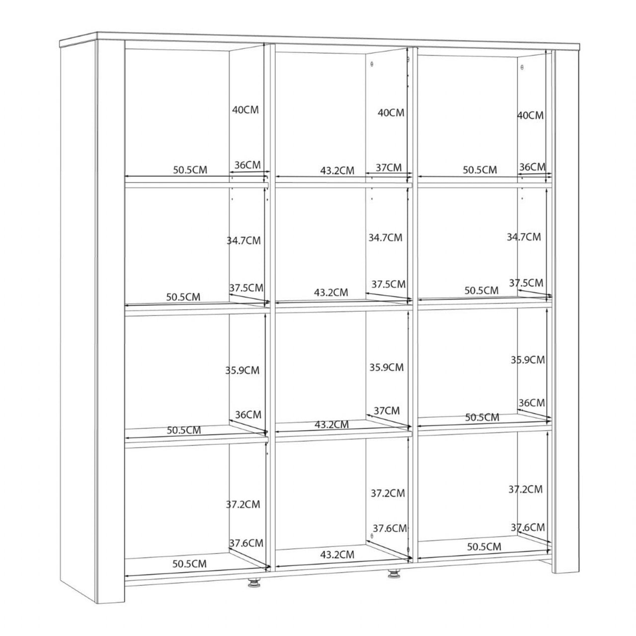 Bohol Large Display Cabinet inc. 4x LED Lights in Riviera Oak Navy