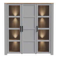 Thumbnail for Bohol Large Display Cabinet inc. 4x LED Lights in Riviera Oak Grey Oak