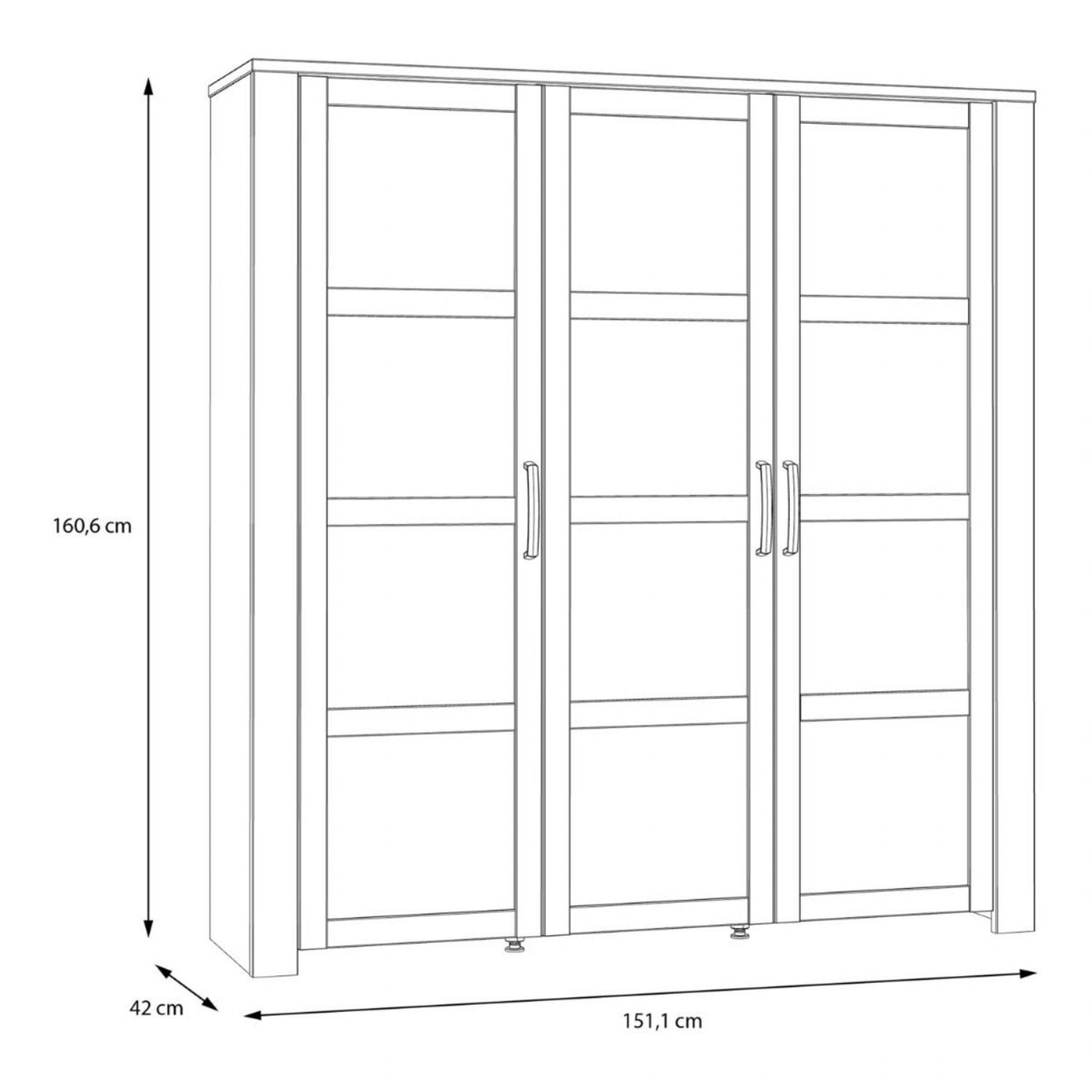 Bohol Large Display Cabinet inc. 4x LED Lights in Riviera Oak Grey Oak