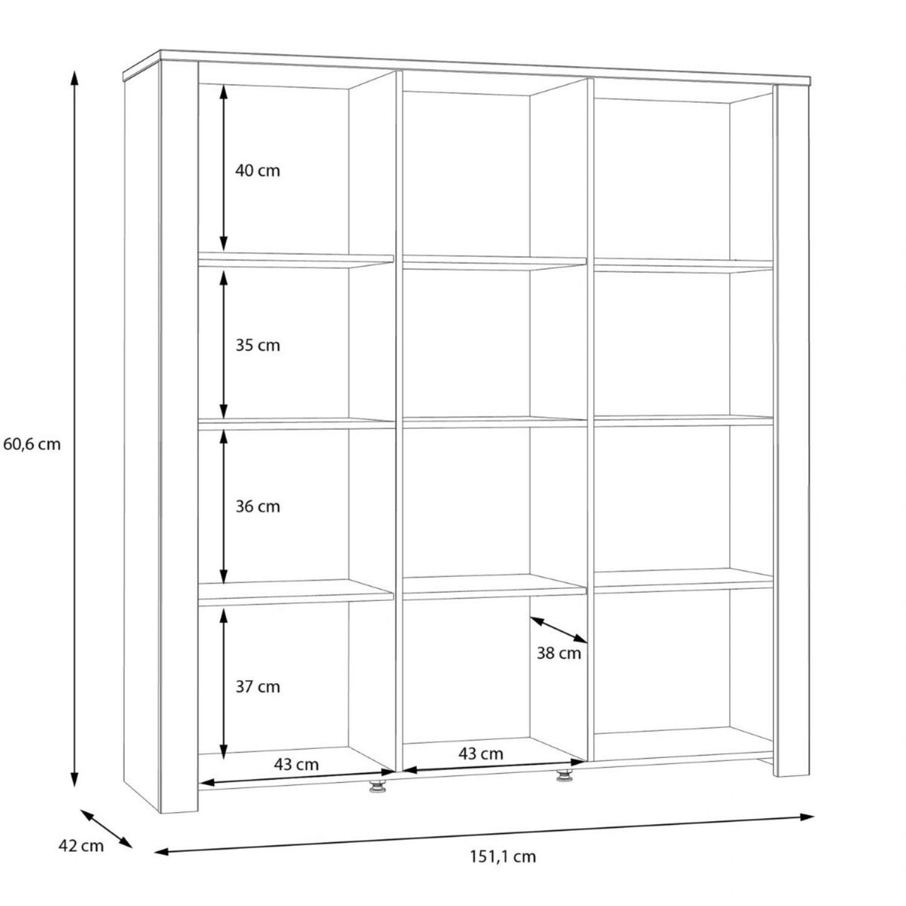 Bohol Large Display Cabinet inc. 4x LED Lights in Riviera Oak Grey Oak