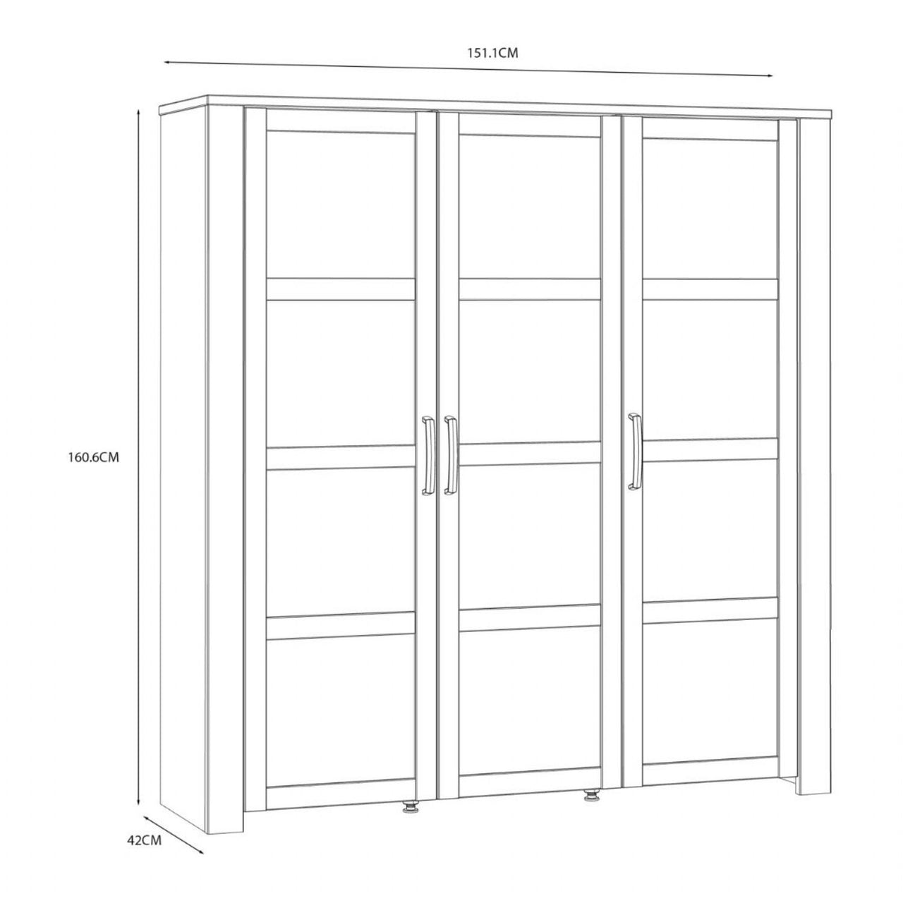 Bohol Large Display Cabinet inc. 4x LED Lights in Riviera Oak White