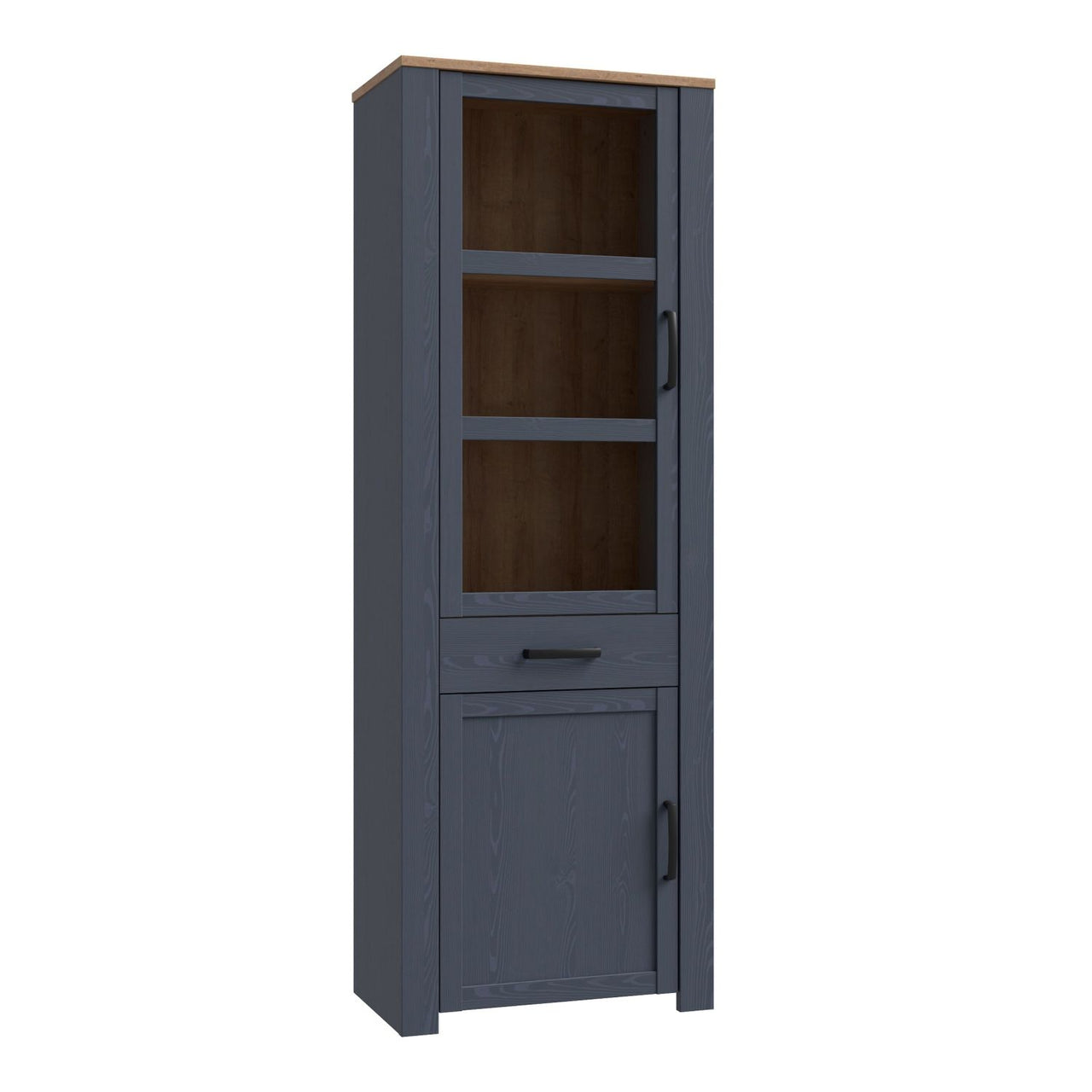 Bohol Narrow Display Cabinet in Riviera Oak Navy