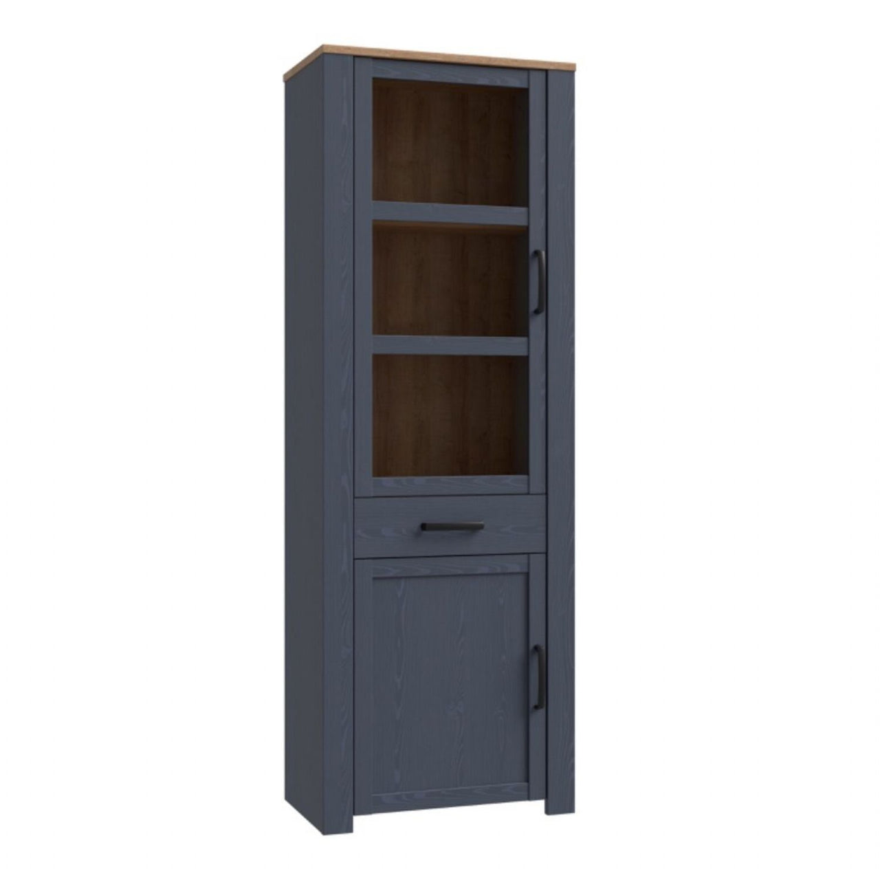 Bohol Narrow Display Cabinet inc. 2x LED Lights in Riviera Oak Navy