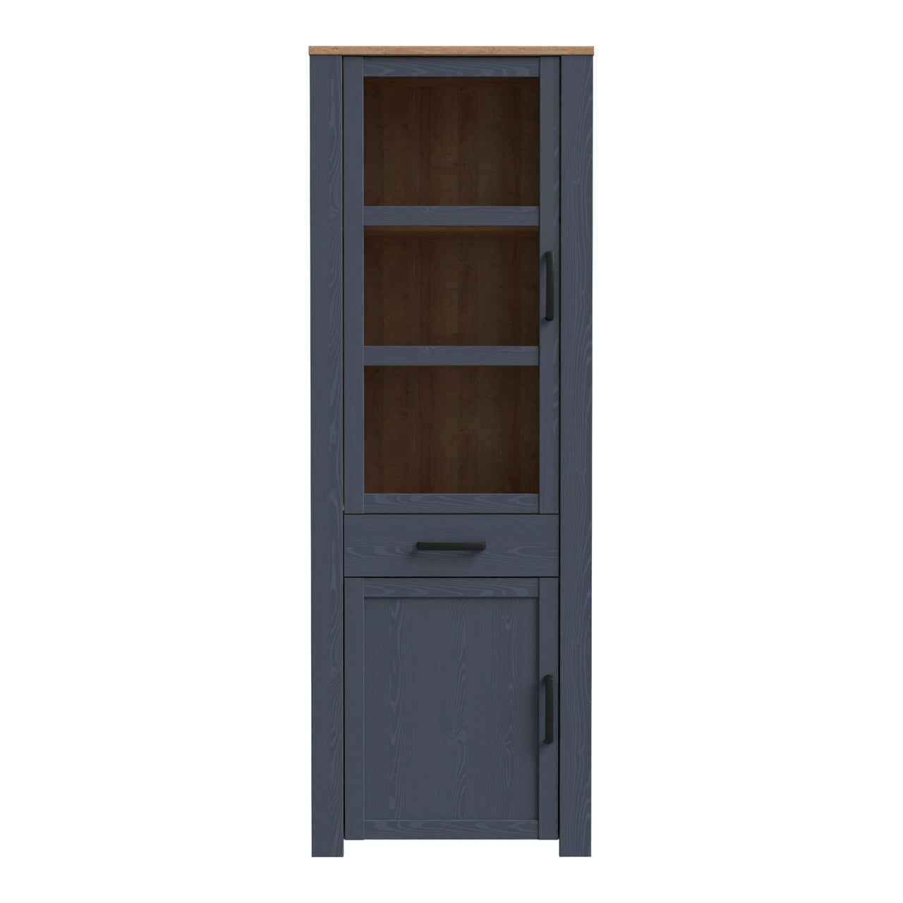 Bohol Narrow Display Cabinet in Riviera Oak Navy