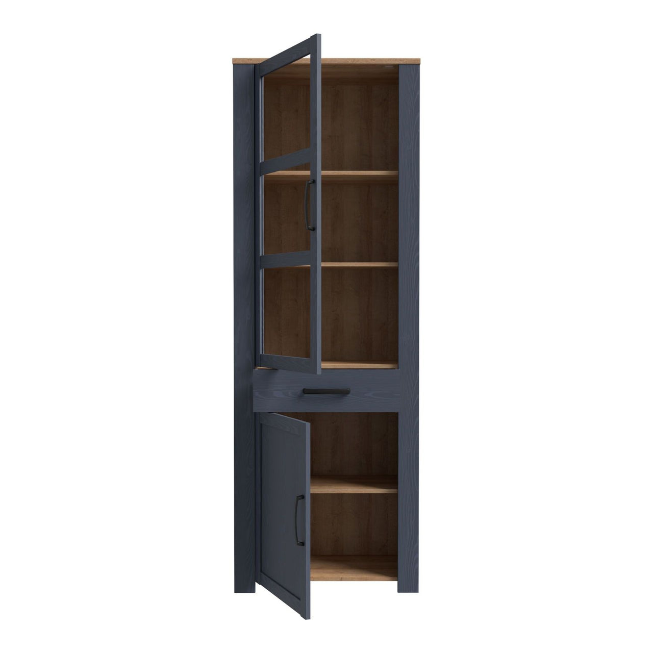 Bohol Narrow Display Cabinet in Riviera Oak Navy