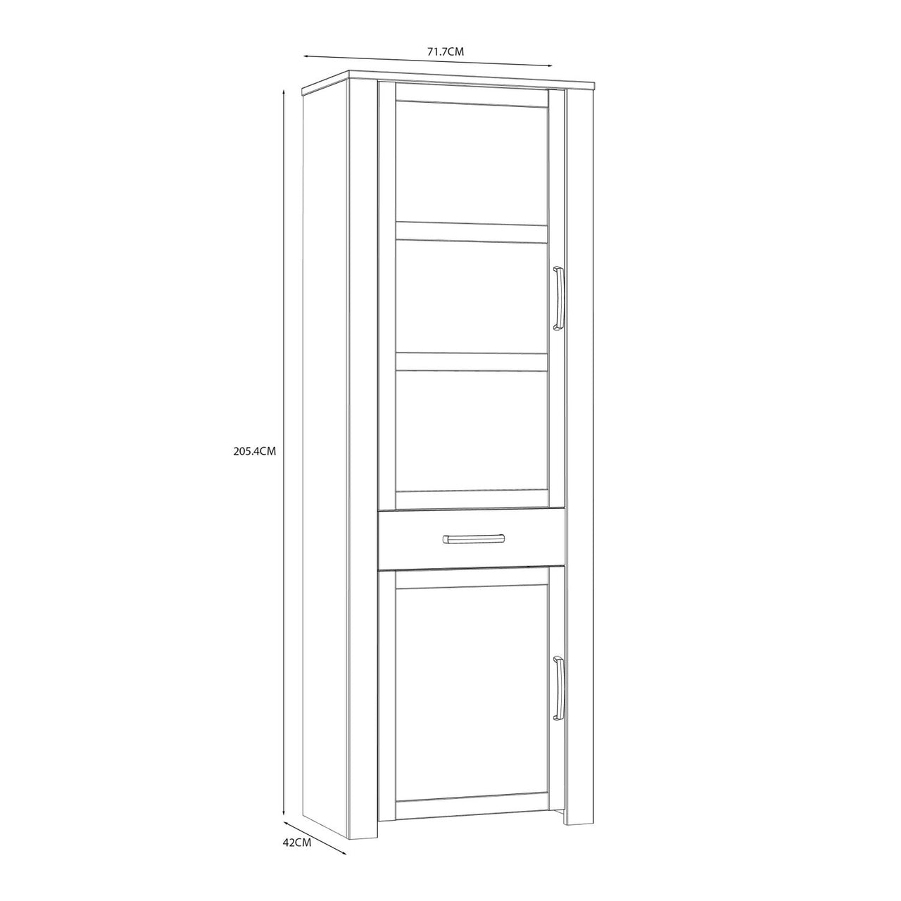 Bohol Narrow Display Cabinet in Riviera Oak Navy