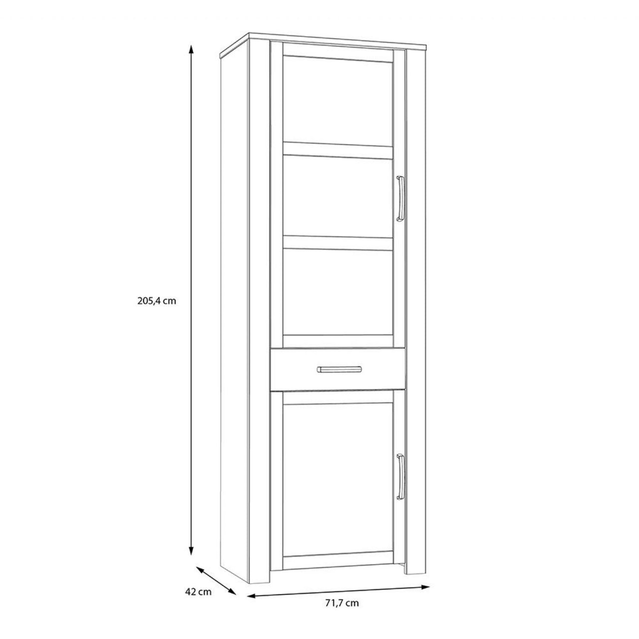 Bohol Narrow Display Cabinet inc. 2x LED Lights in Riviera Oak Grey Oak