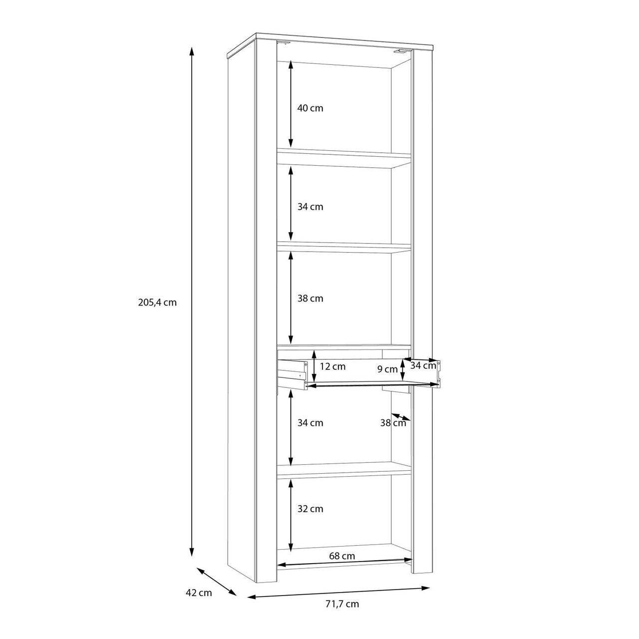 Bohol Narrow Display Cabinet in Riviera Oak Grey Oak