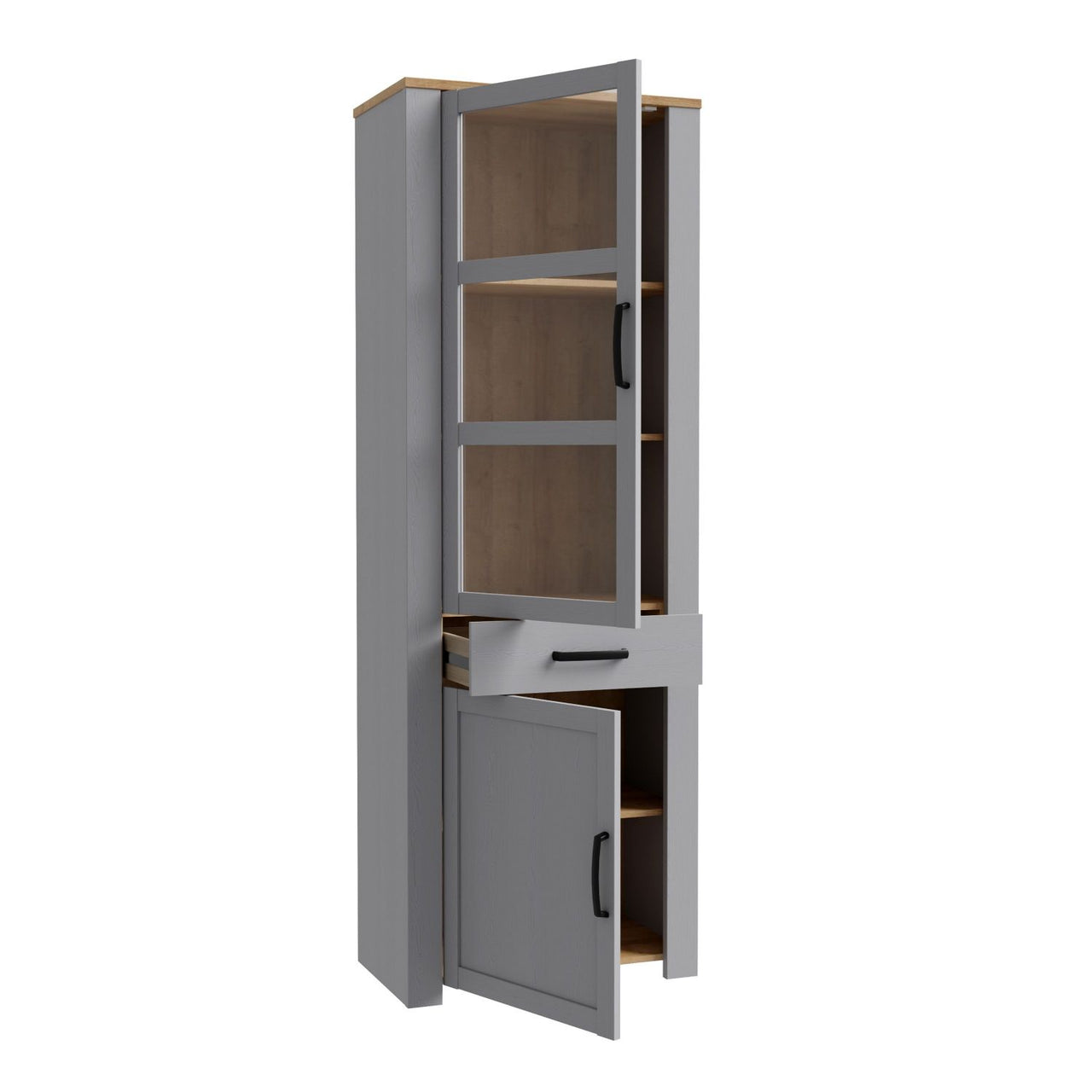 Bohol Narrow Display Cabinet in Riviera Oak Grey Oak