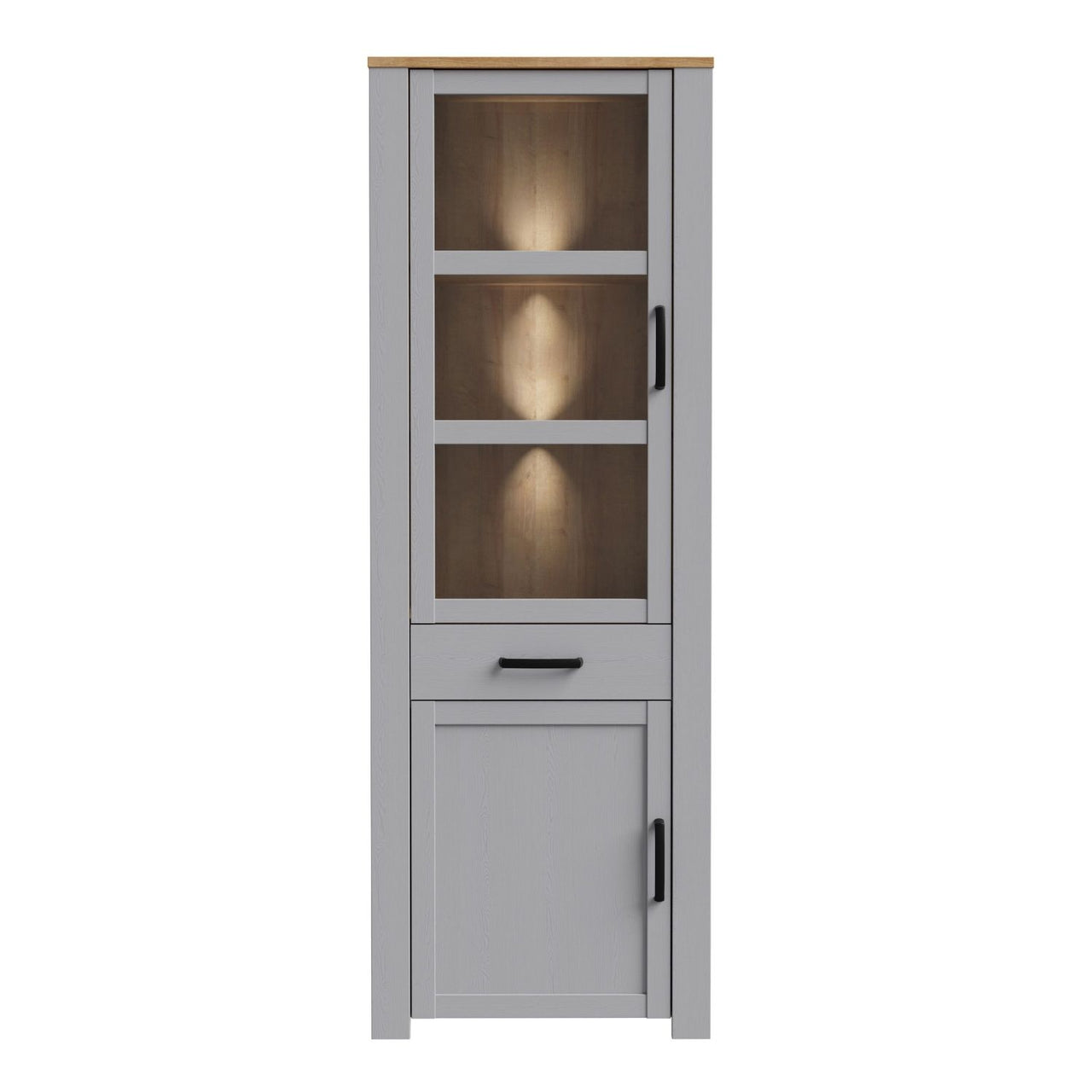 Bohol Narrow Display Cabinet in Riviera Oak Grey Oak