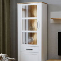 Thumbnail for Bohol Narrow Display Cabinet in Riviera Oak White