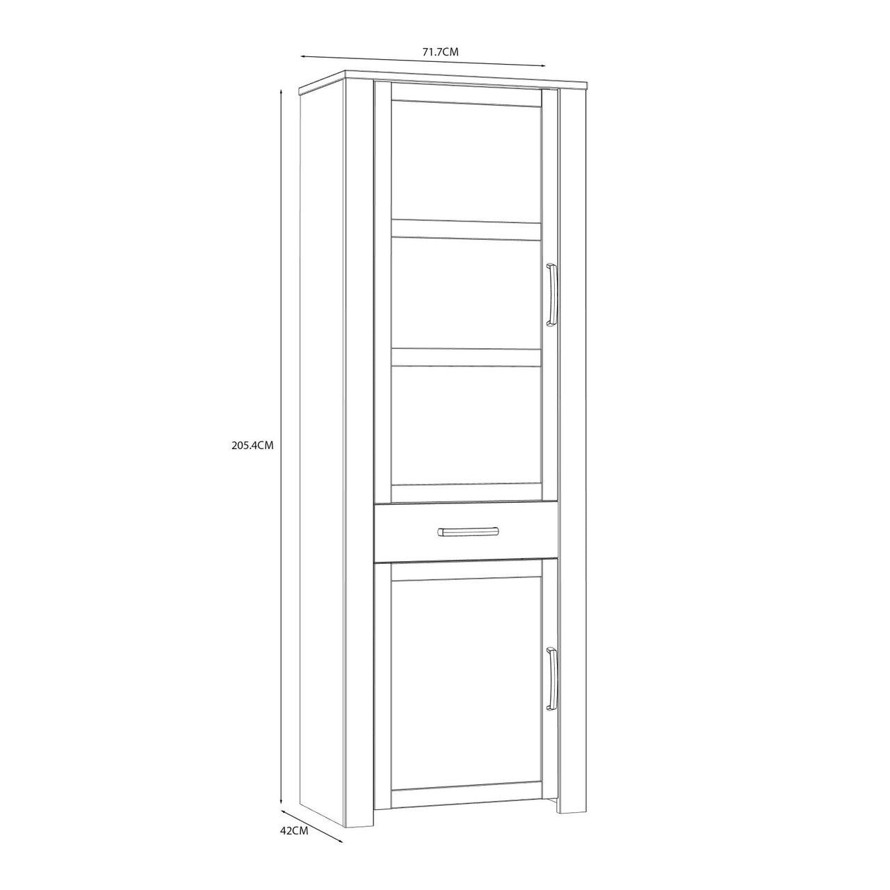 Bohol Narrow Display Cabinet in Riviera Oak White