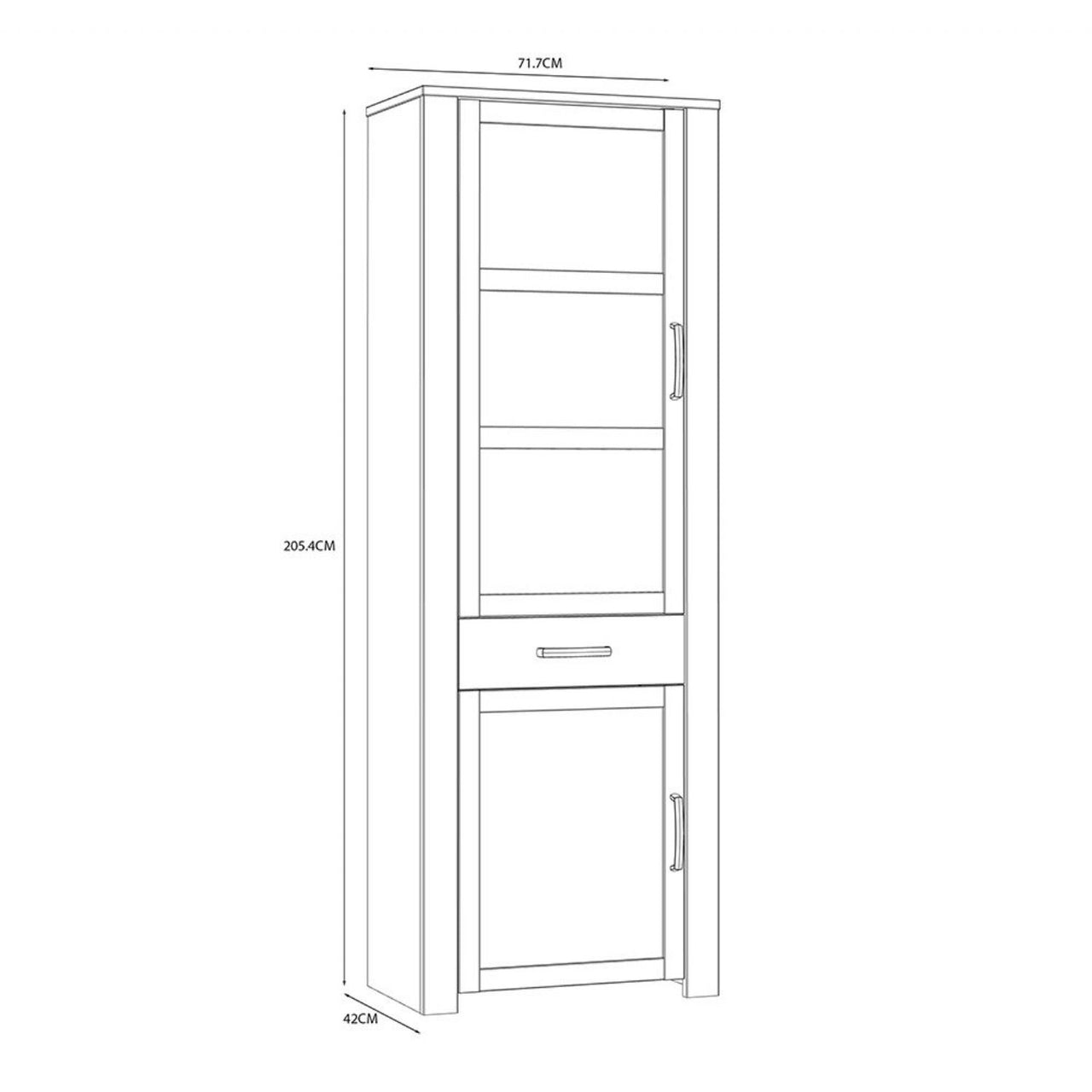 Bohol Narrow Display Cabinet inc. 2x LED Lights in Riviera Oak White