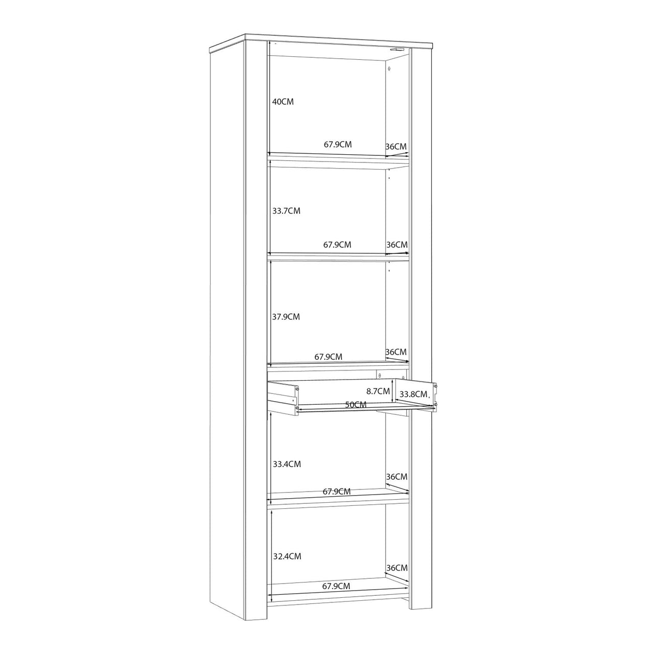 Bohol Narrow Display Cabinet in Riviera Oak White