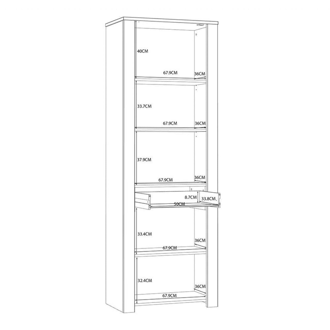 Bohol Narrow Display Cabinet inc. 2x LED Lights in Riviera Oak White