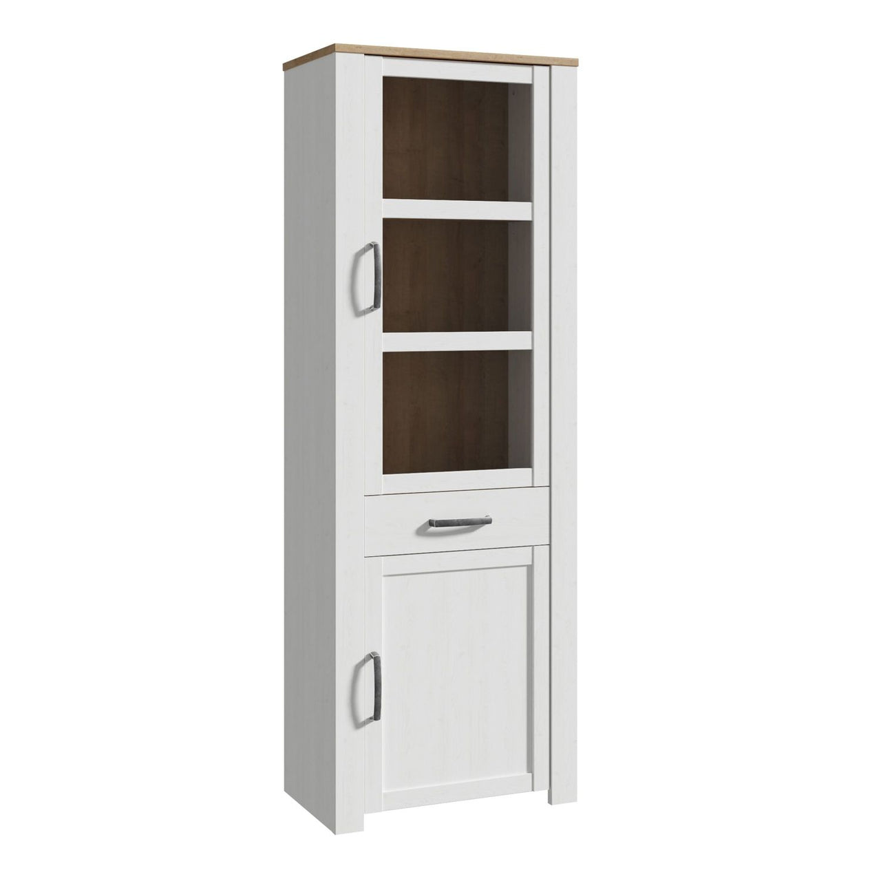 Bohol Narrow Display Cabinet in Riviera Oak White