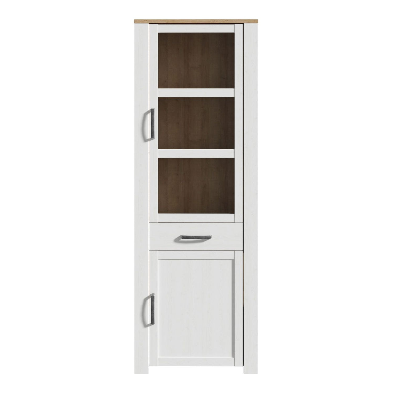 Bohol Narrow Display Cabinet in Riviera Oak White