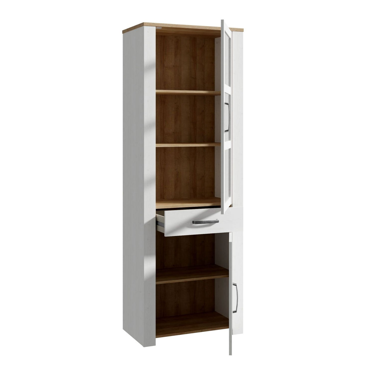 Bohol Narrow Display Cabinet in Riviera Oak White