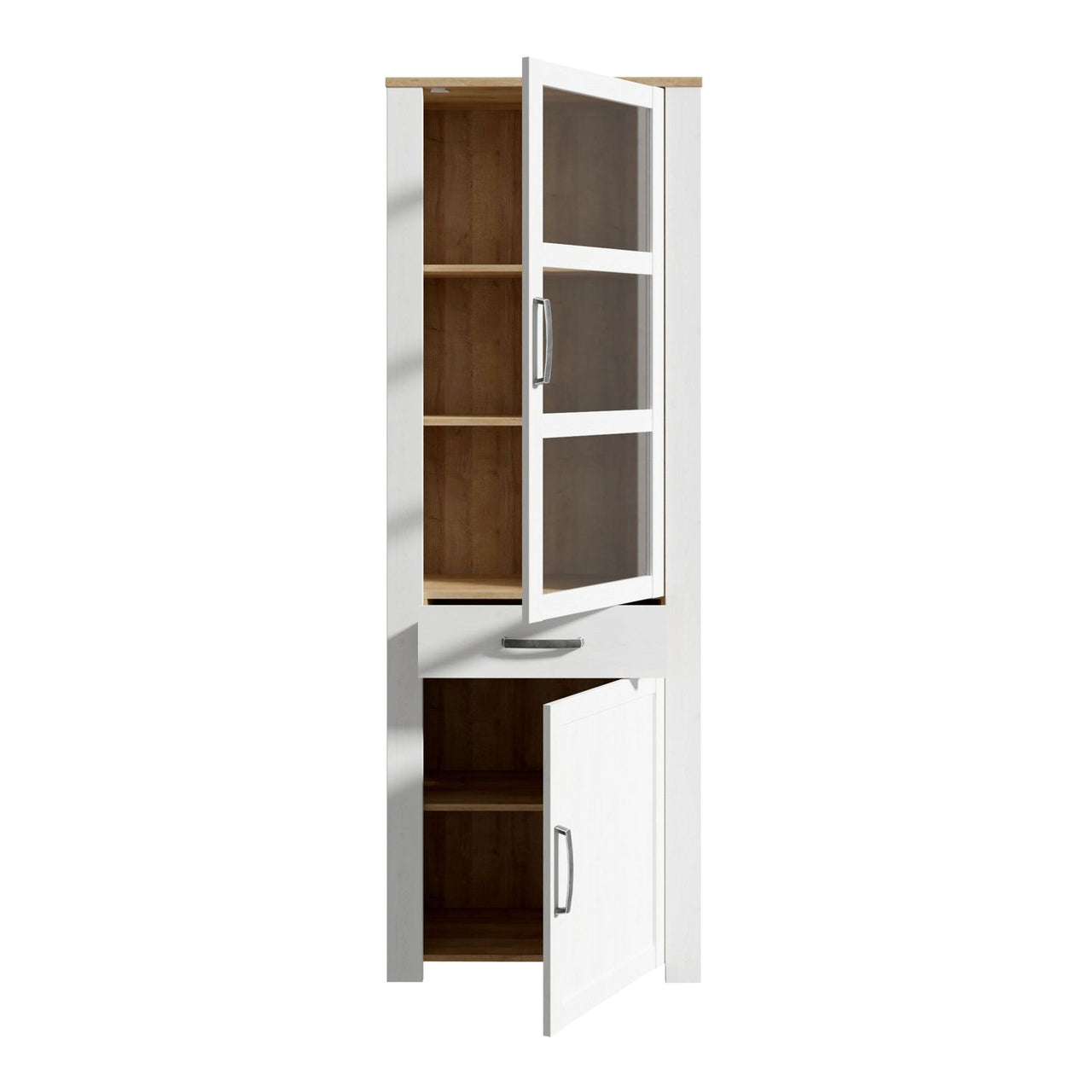 Bohol Narrow Display Cabinet in Riviera Oak White