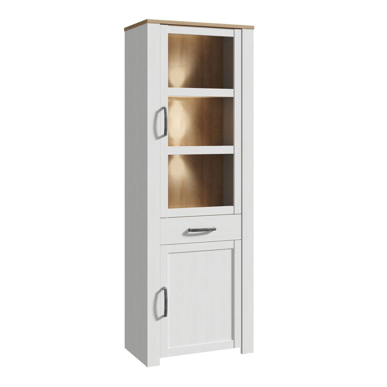 Bohol Narrow Display Cabinet in Riviera Oak White