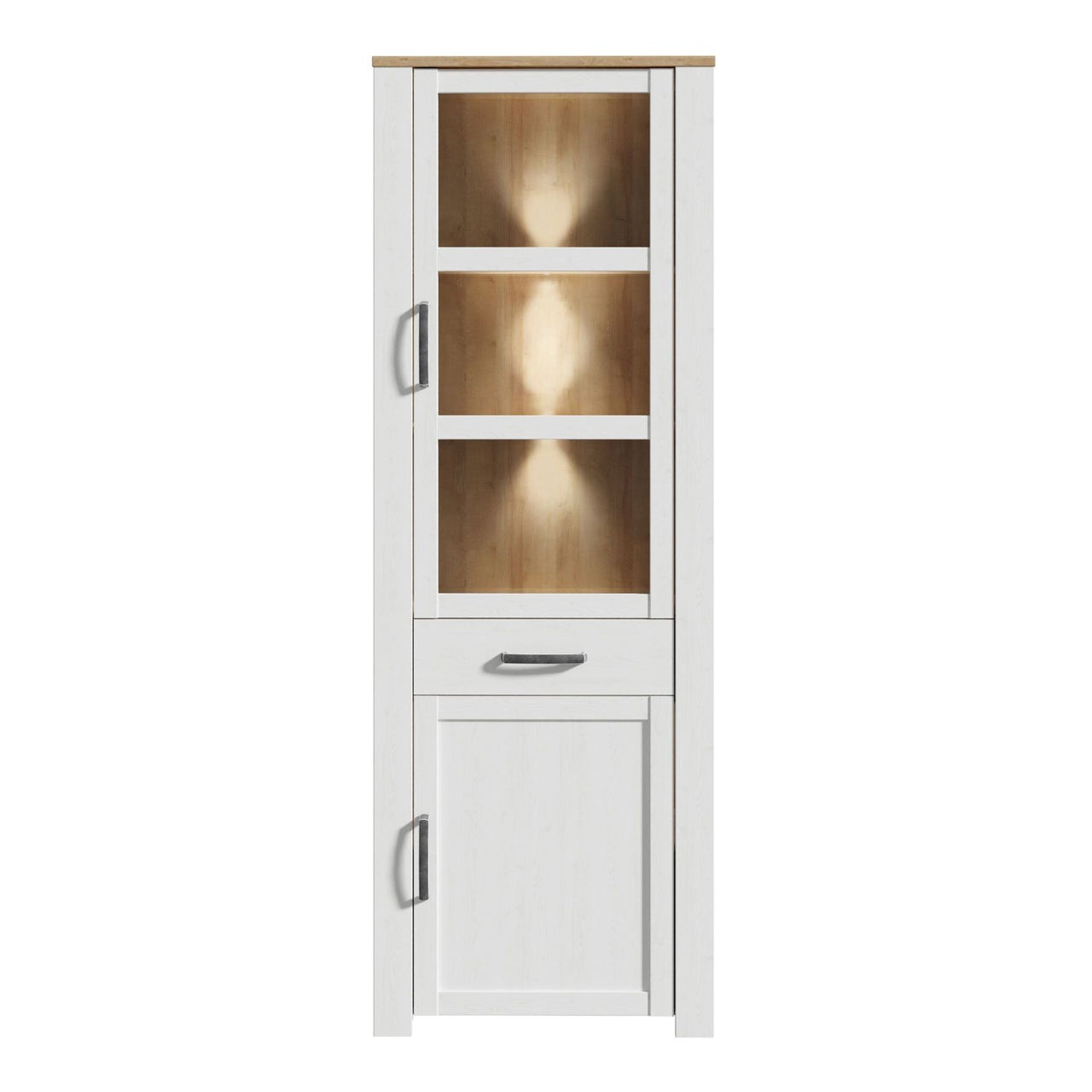 Bohol Narrow Display Cabinet in Riviera Oak White