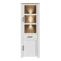 Thumbnail for Bohol Narrow Display Cabinet inc. 2x LED Lights in Riviera Oak White