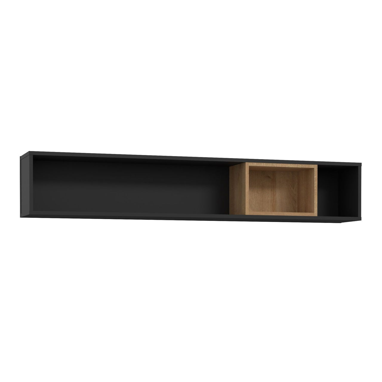 High Rock Wall Shelf in Matt Black Riviera Oak