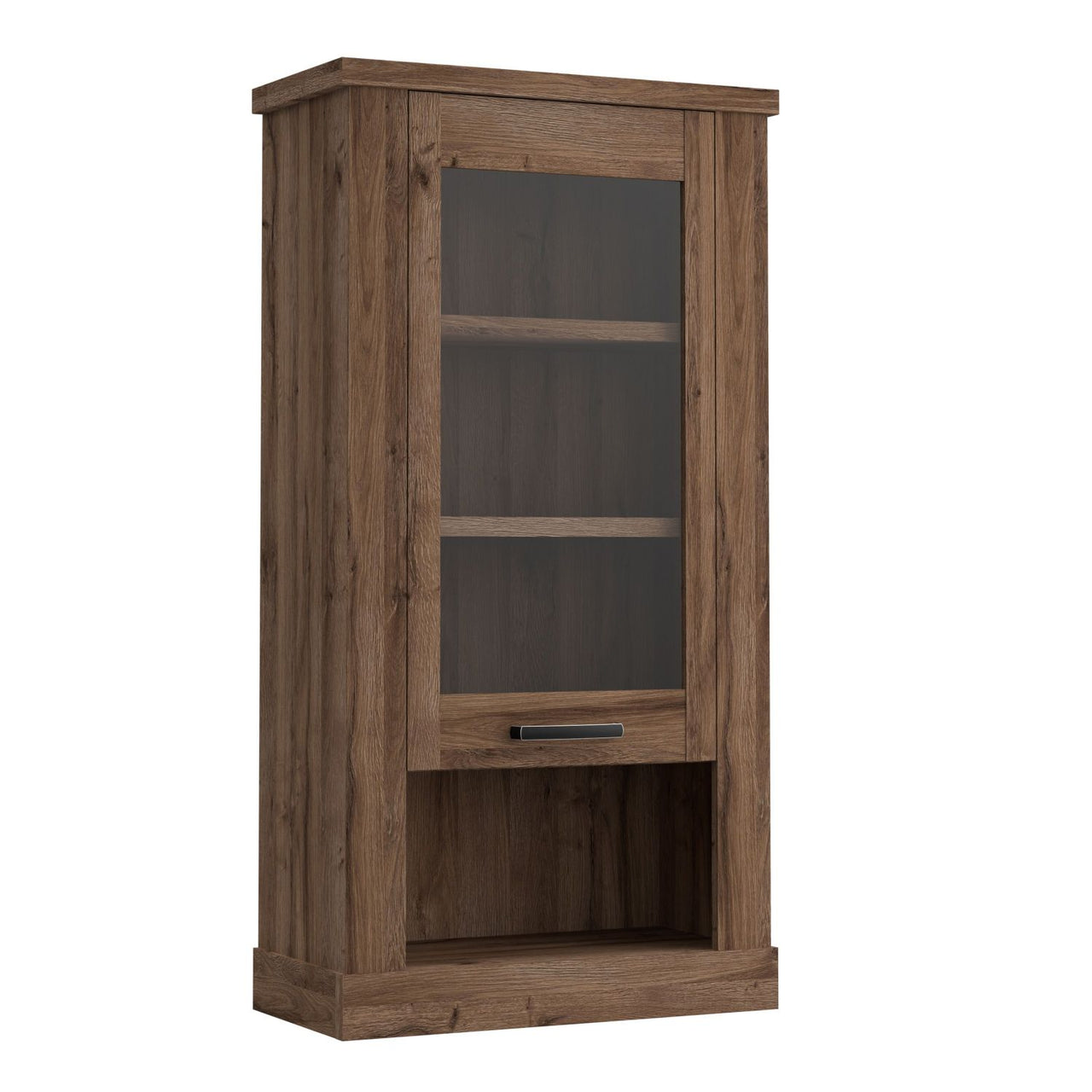 Corona 1 Door Wall Display Cabinet in Tabak Oak