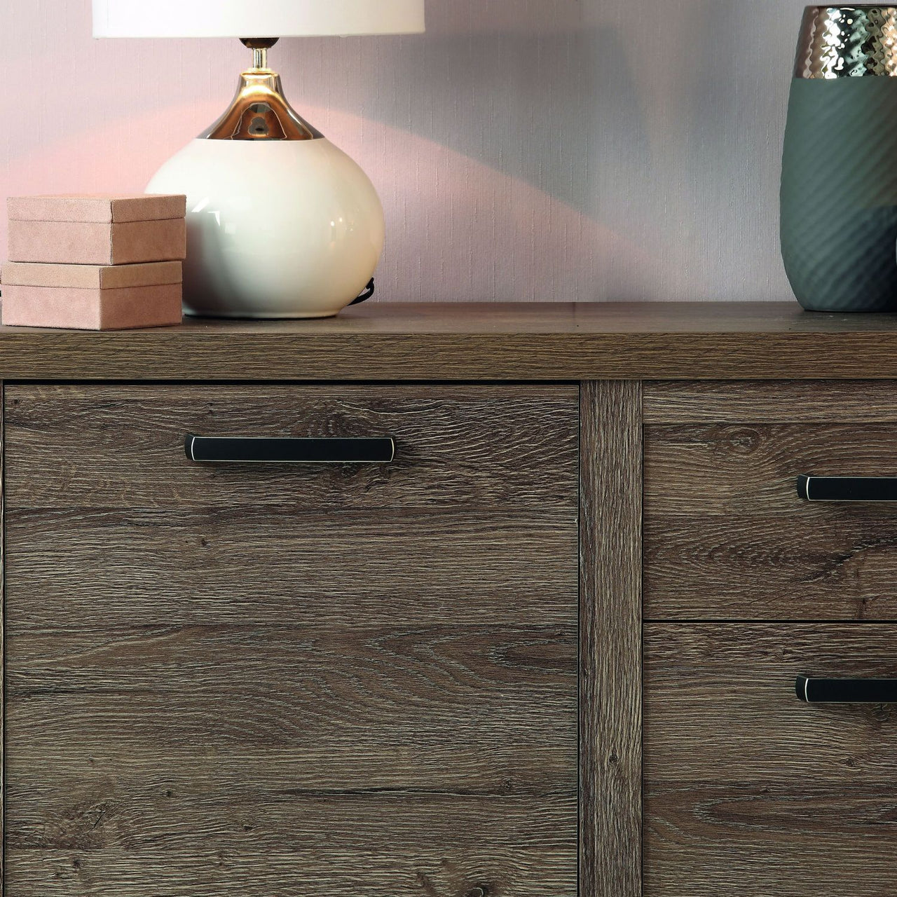 Corona 4 Door 2 Drawer Chest of Drawers in Tabak Oak