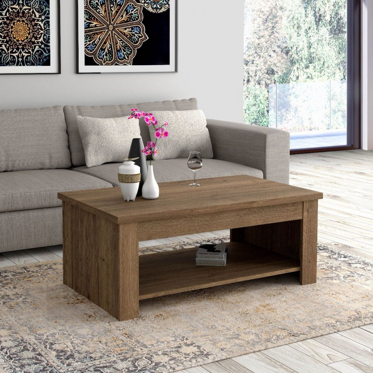 Corona Rising Coffee Table in Tabak Oak