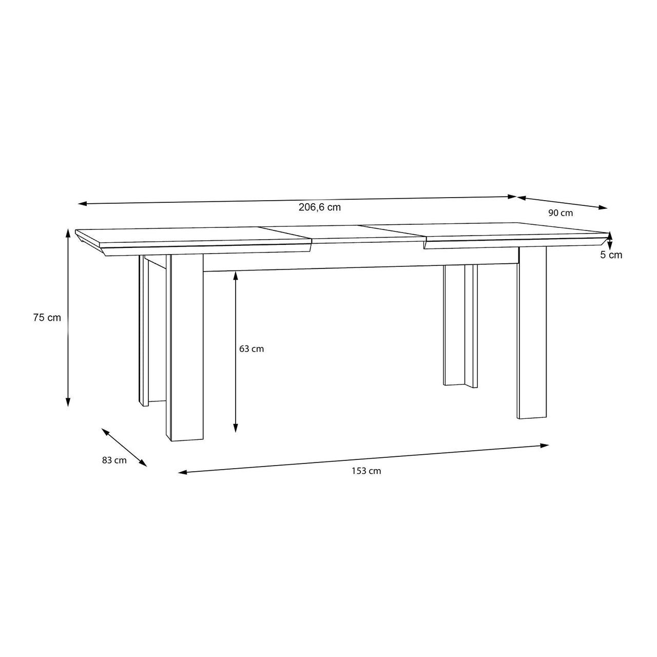 Illopa Extending Dining Table 160207cm in Oak Nelson Snowy Oak