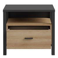 Thumbnail for High Rock Bedside in Matt Black Riviera Oak