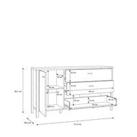 Thumbnail for High Rock 1 Door 3 Drawer Sideboard in Matt Black Riviera Oak