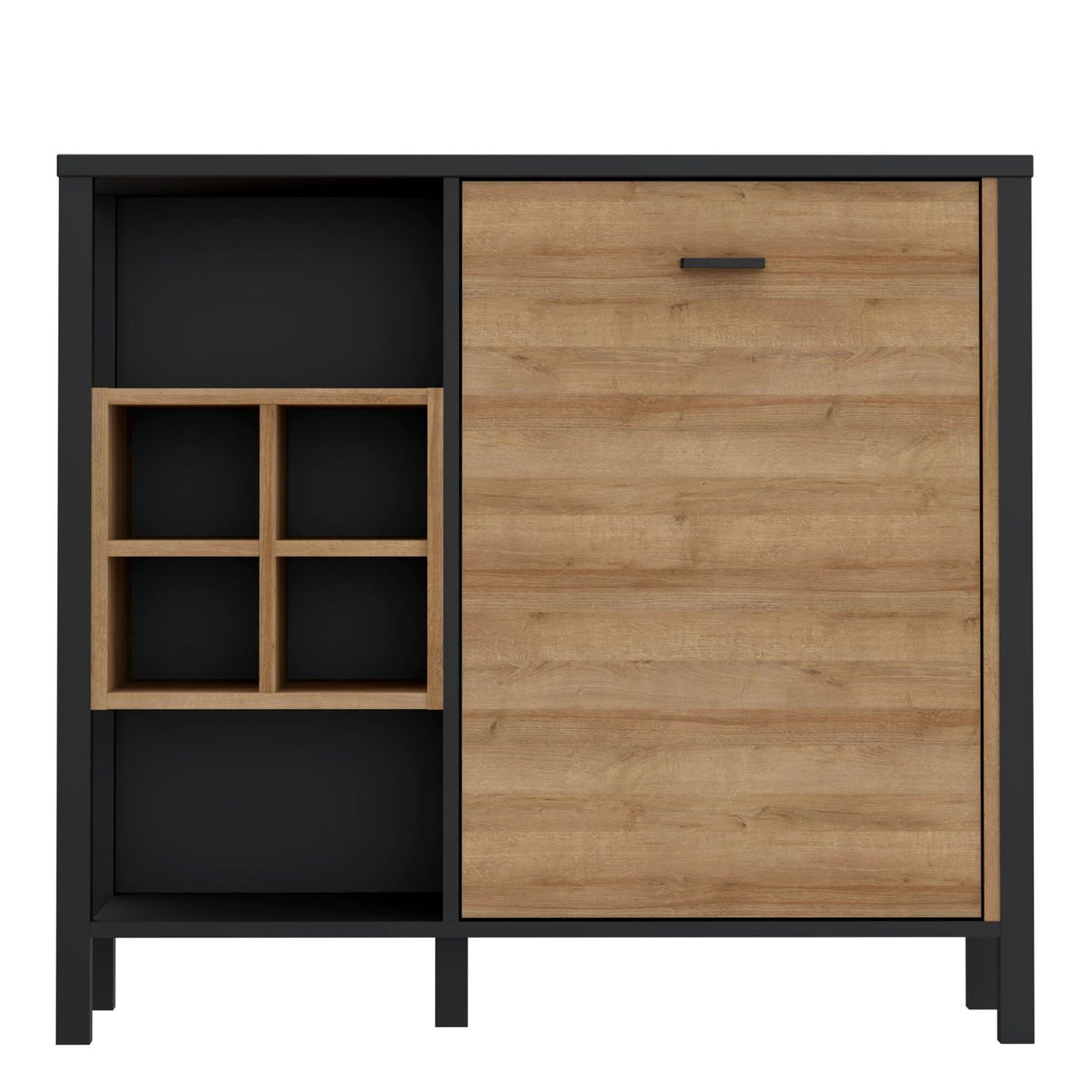 High Rock Storage Display Chest in Matt Black Riviera Oak