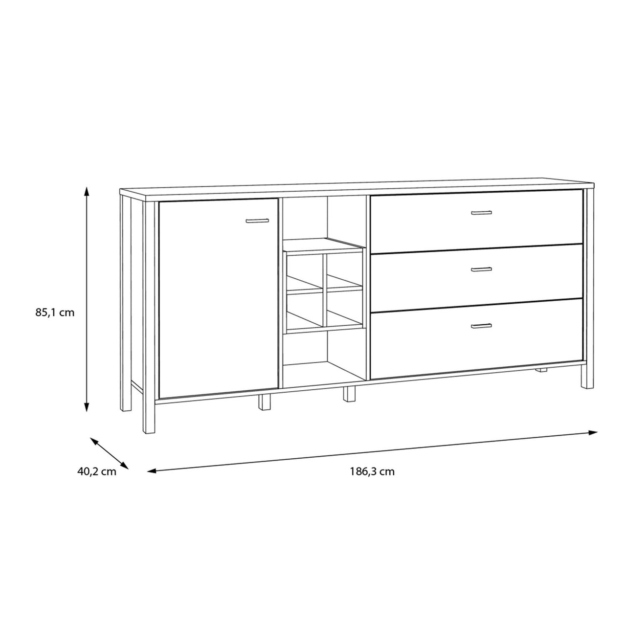 High Rock Storage Display Chest in Matt Black Riviera Oak