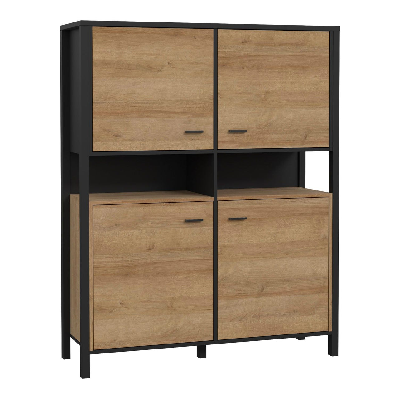 High Rock Storage Cabinet in Matt Black Riviera Oak