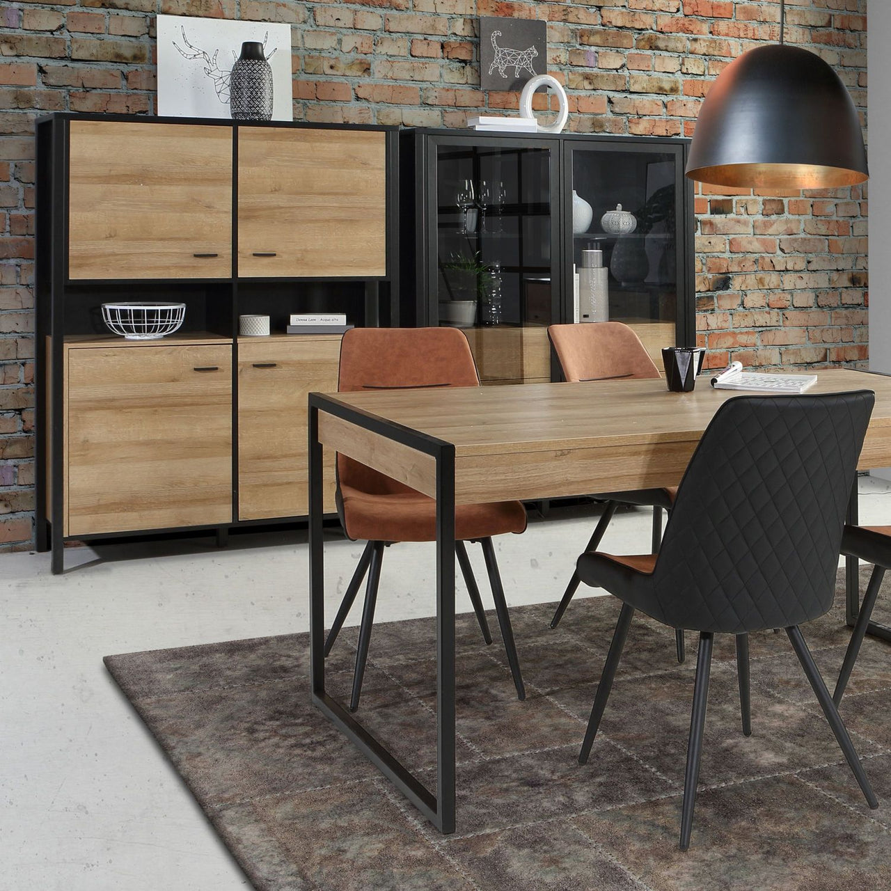 High Rock Storage Cabinet in Matt Black Riviera Oak