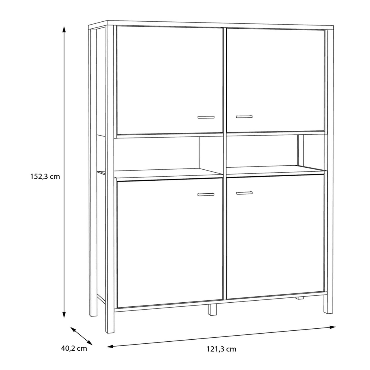 High Rock Storage Cabinet in Matt Black Riviera Oak