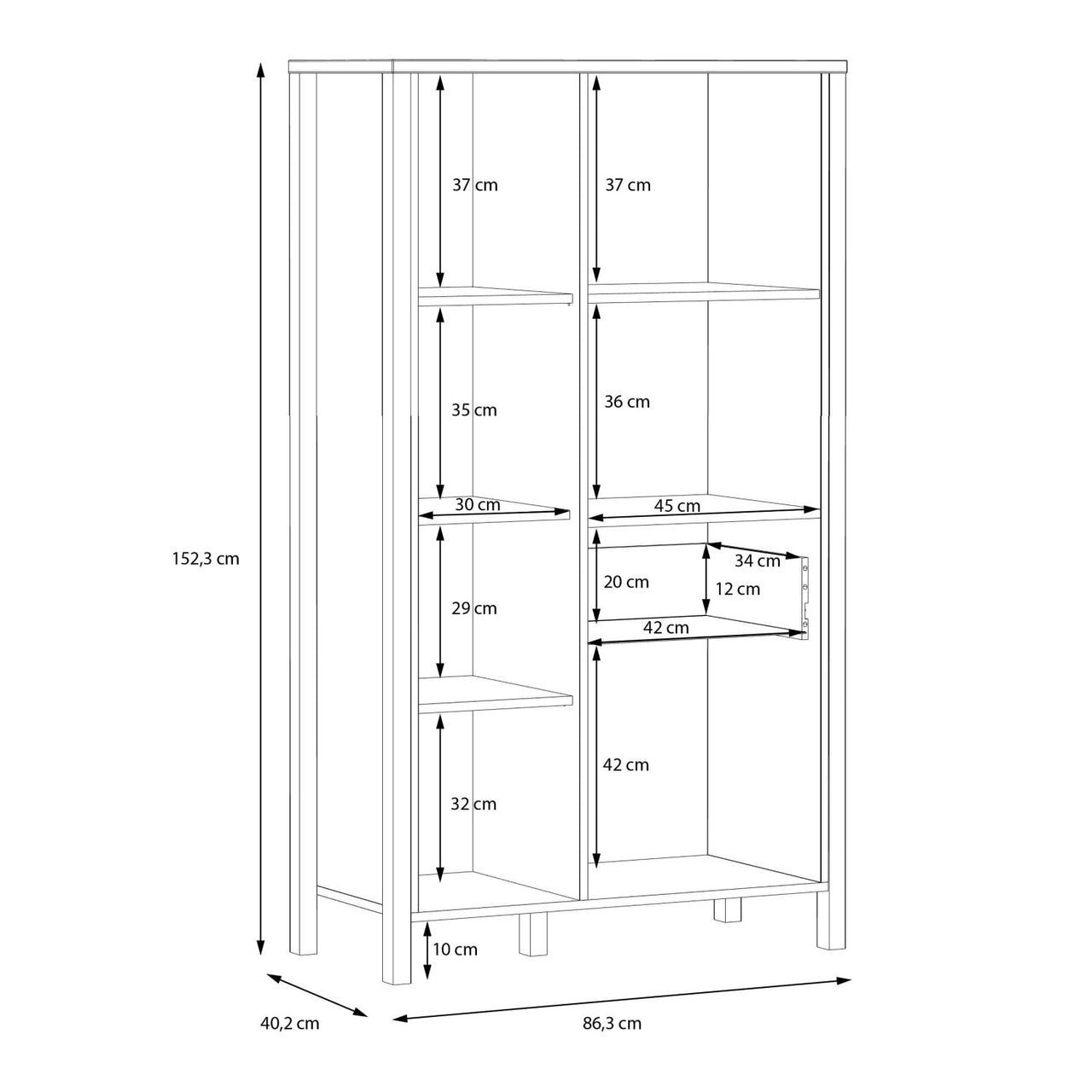 High Rock Wide Shelf Unit in Matt Black Riviera Oak