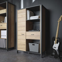 Thumbnail for High Rock Wide Shelf Unit in Matt Black Riviera Oak