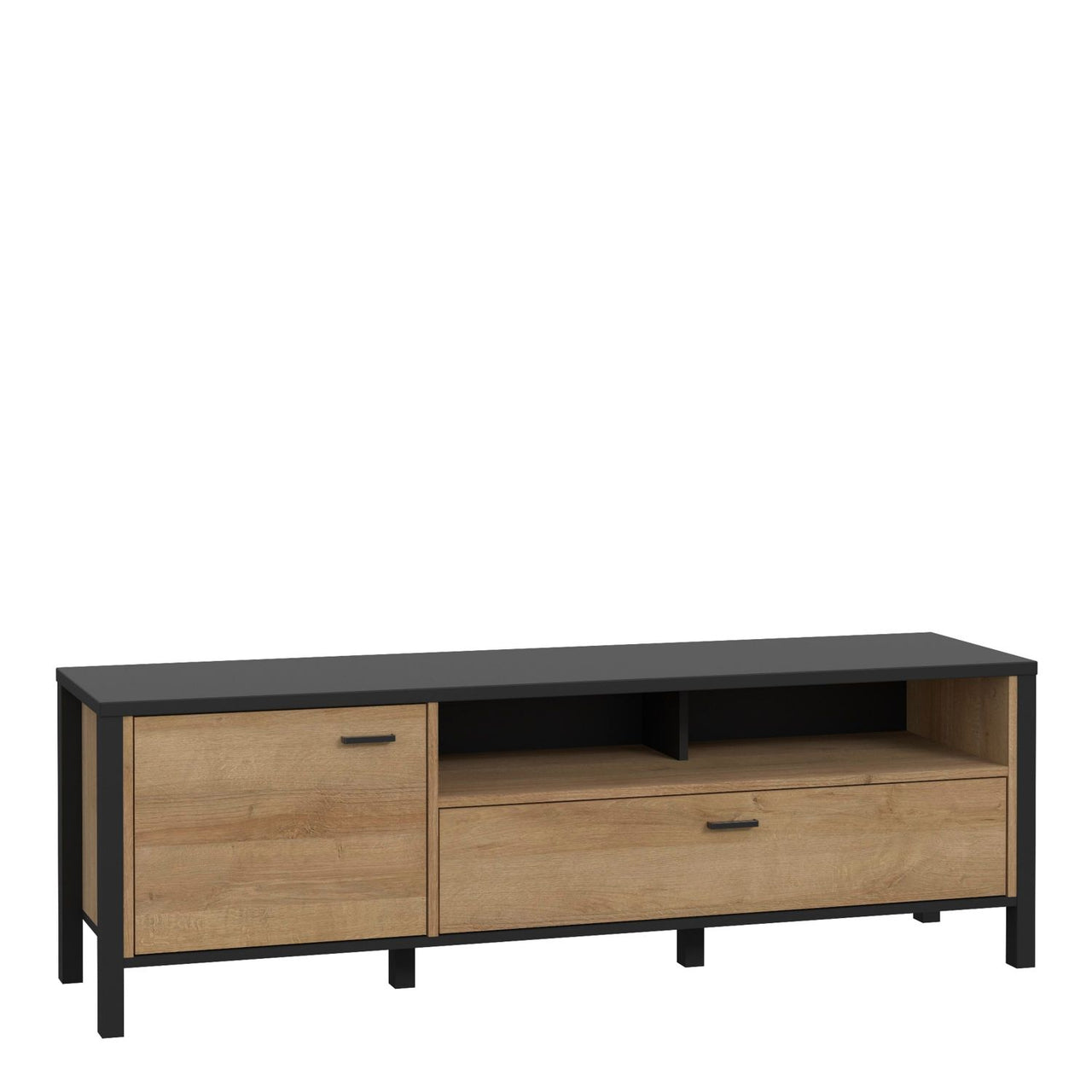 High Rock TV Unit in Matt Black Riviera Oak