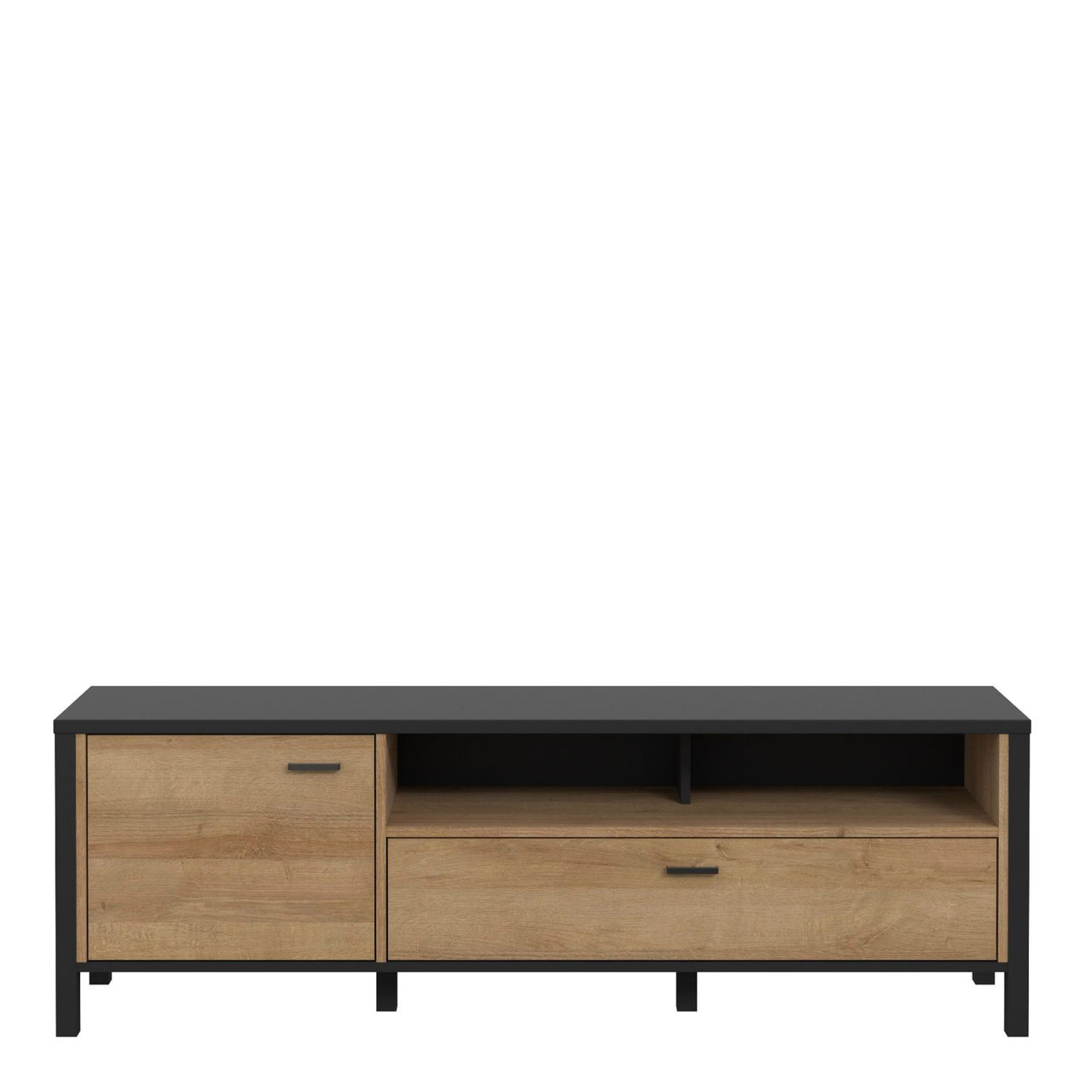 High Rock TV Unit in Matt Black Riviera Oak