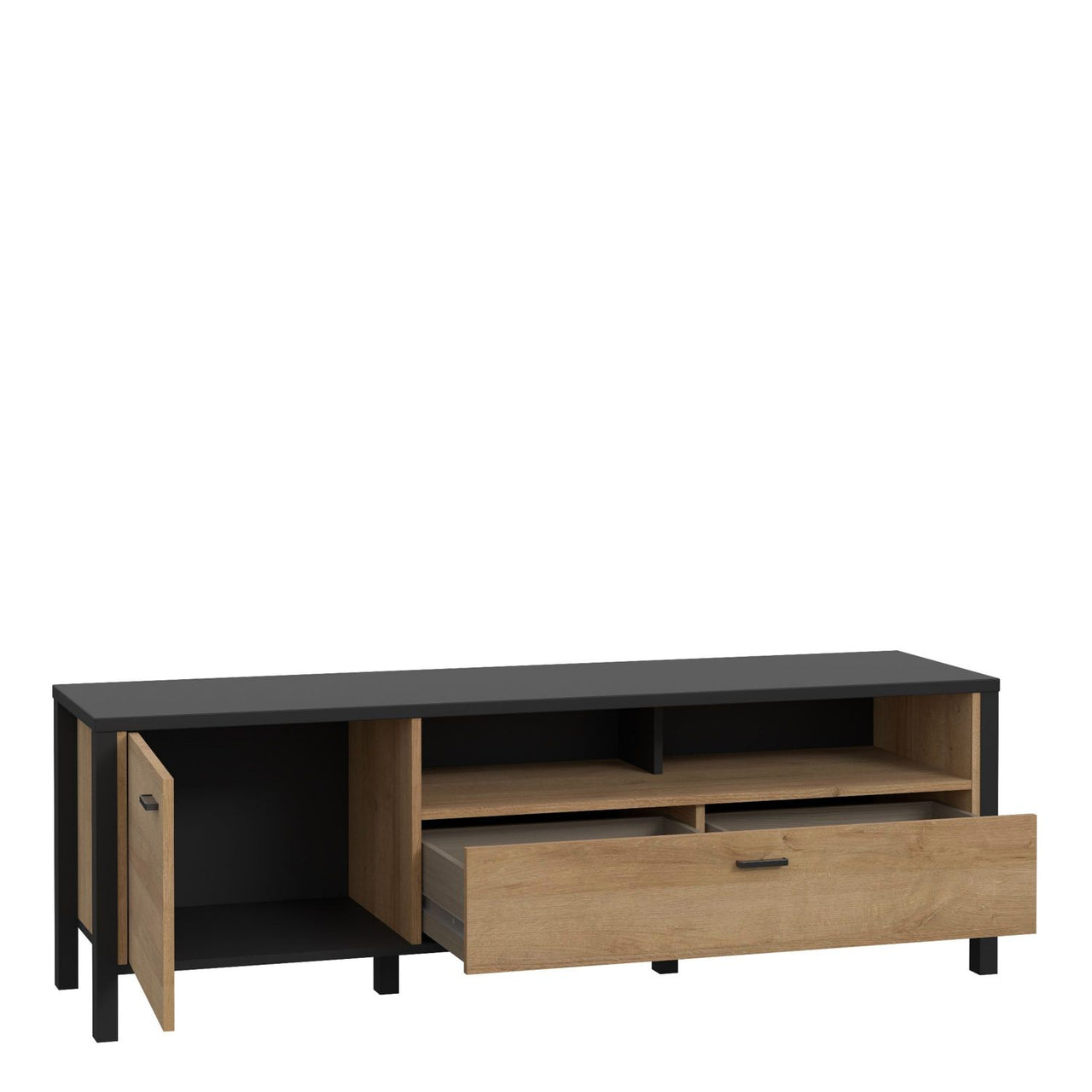 High Rock TV Unit in Matt Black Riviera Oak