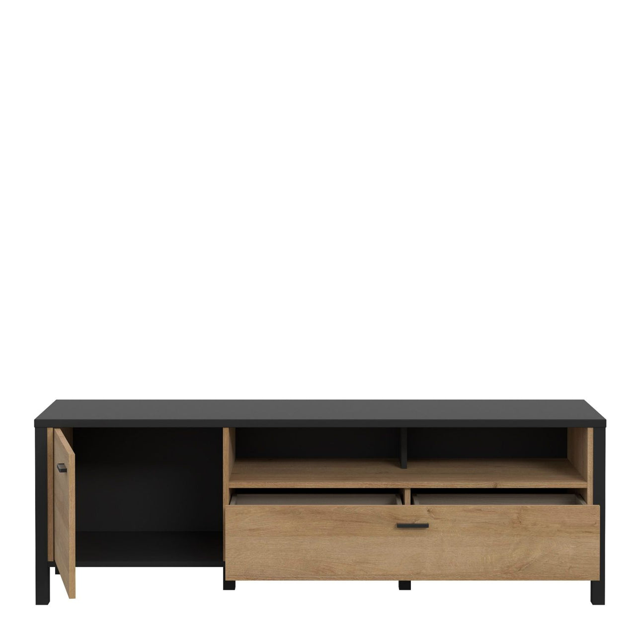 High Rock TV Unit in Matt Black Riviera Oak