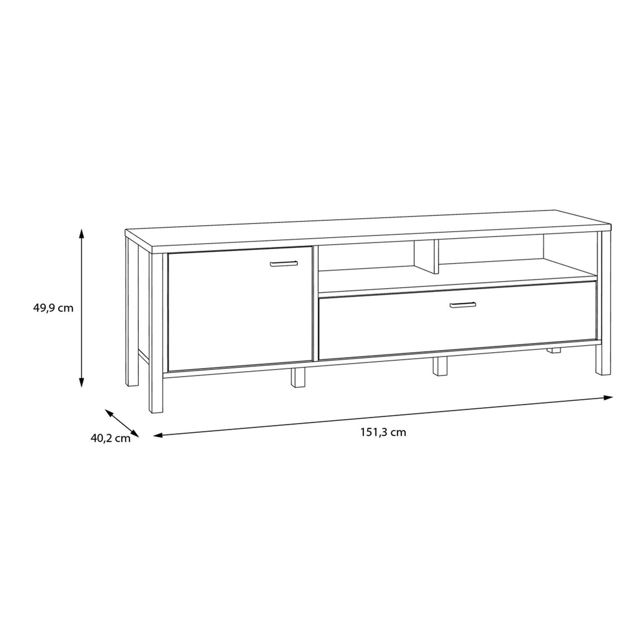 High Rock TV Unit in Matt Black Riviera Oak