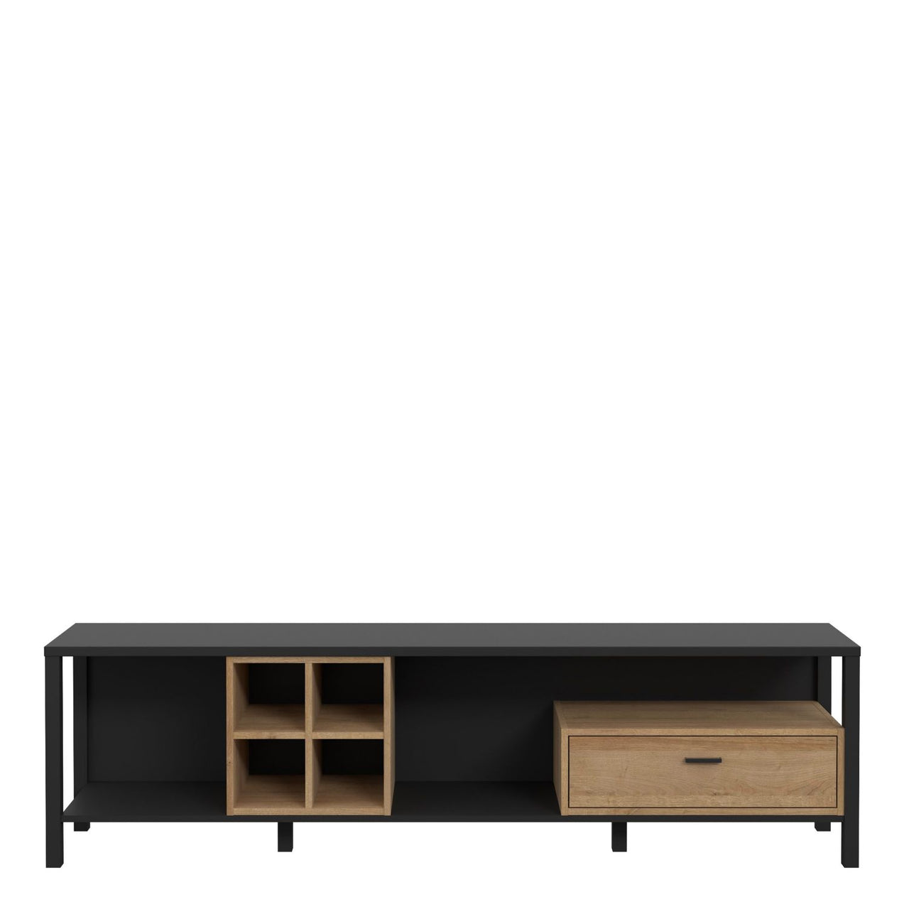 High Rock Wide TV Unit in Matt Black Riviera Oak