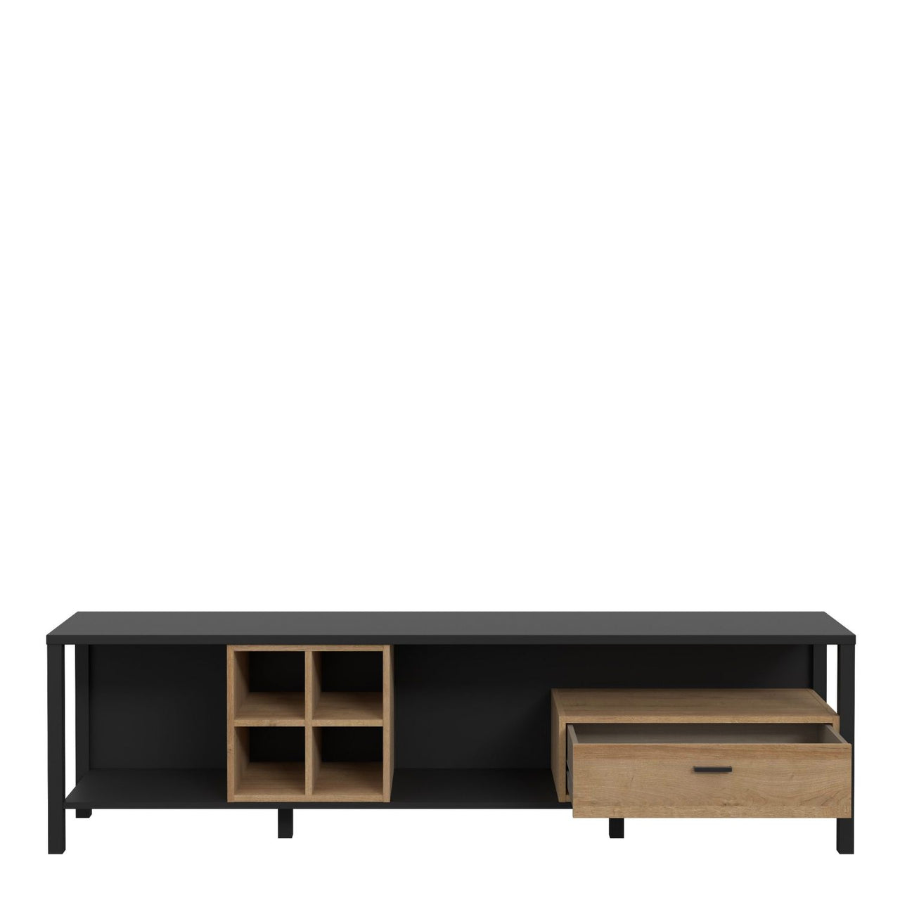 High Rock Wide TV Unit in Matt Black Riviera Oak