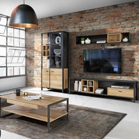 Thumbnail for High Rock Wide TV Unit in Matt Black Riviera Oak